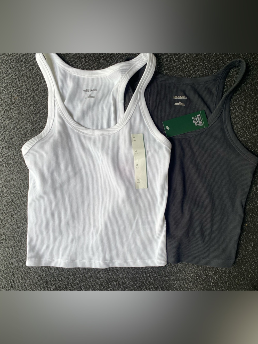 TWO WILD FABLE RIBBED TANK TOPS WHITE NEW BLACK PRELOVED M